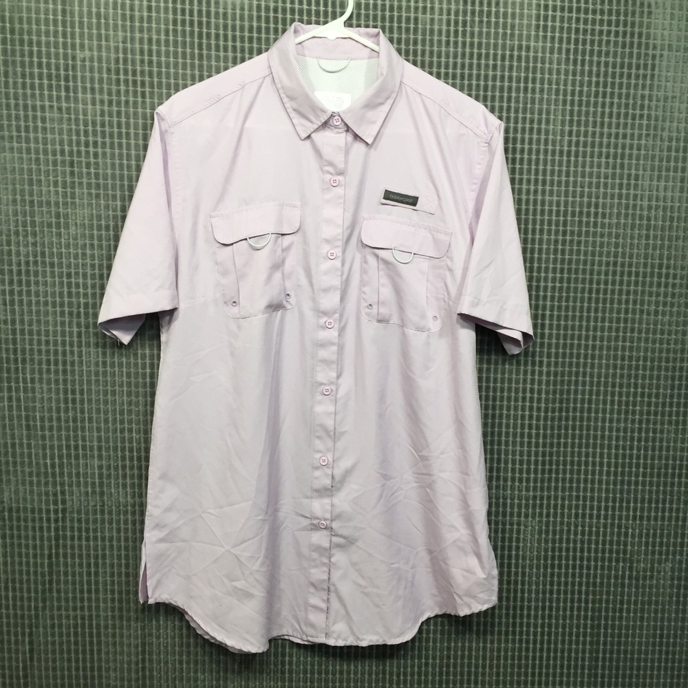 Ocean Coast Mens Medium Purple Short Sleeve Fishing Shirt Vented Pockets